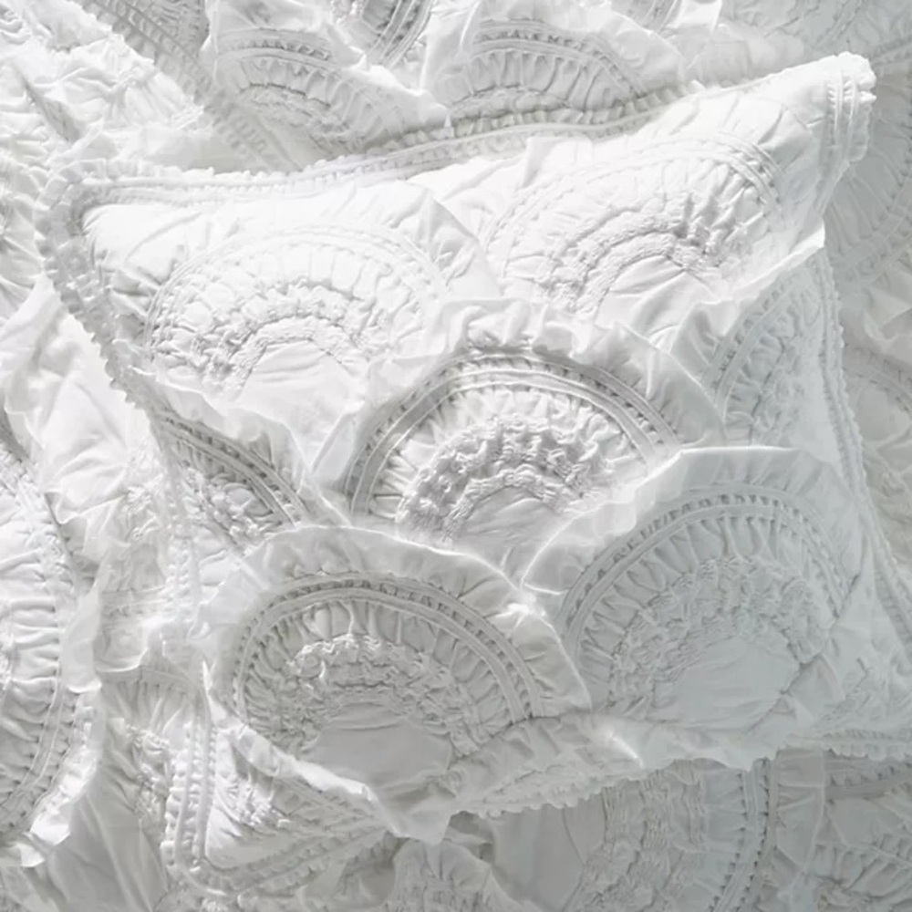 Anthropologie Rivulets White Euro Shams | Set of 2